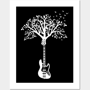 Bass Guitar Tree Dark Theme Posters and Art